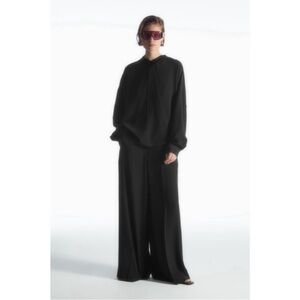 COS Black 100% Silk Wide Leg Trousers